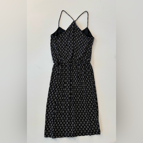 LOFT Petite Racerback Flowy Cinched Geometric Black White Mini XXSP Mini Dress - Picture 11 of 12